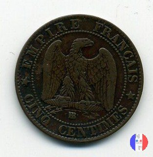 5 centesimi - testa laureata 1863 (Strasburgo)