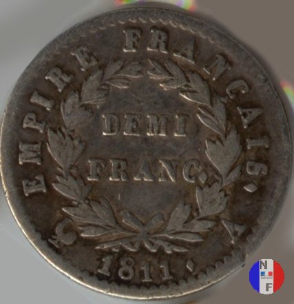 1/2 franco - testa laureata, tipo Empire 1811 (Parigi)