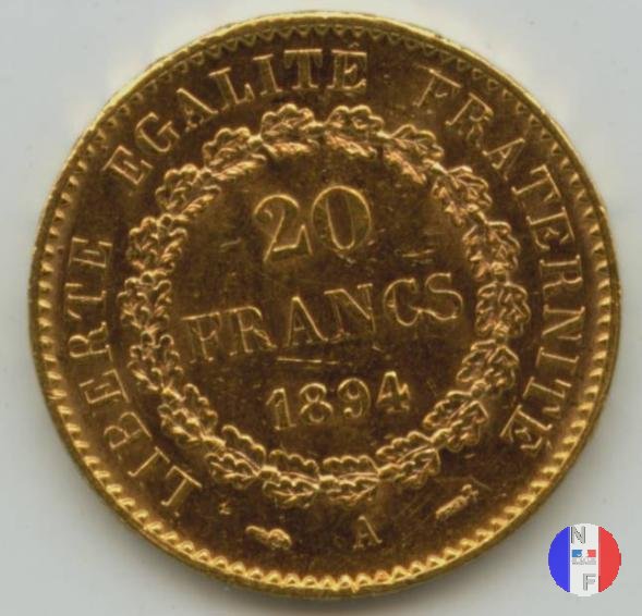 20 franchi Genio 1894 (Parigi)