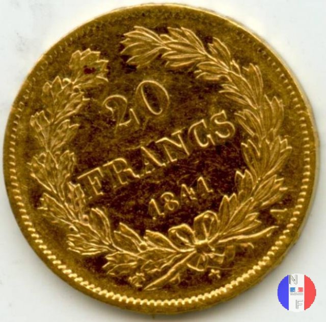 20 franchi - testa coronata 1841 (Parigi)