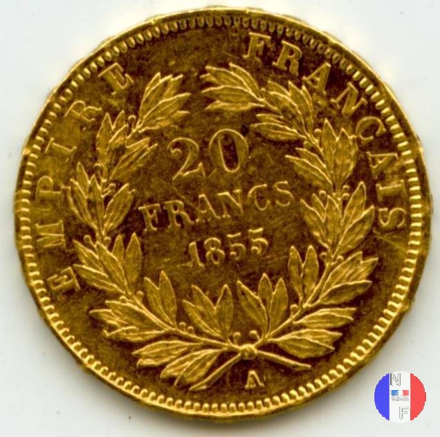 20 franchi - testa nuda 1855 (Parigi)