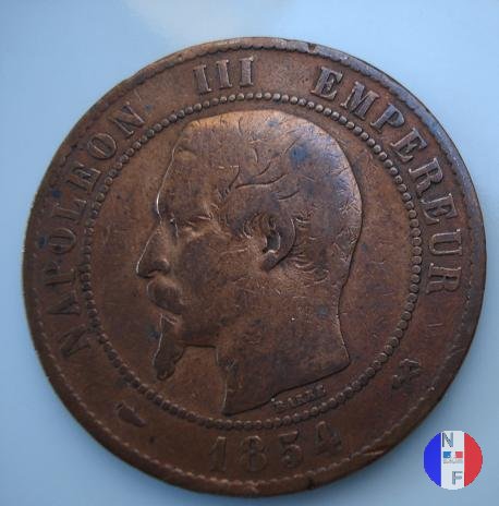 10 centesimi - testa nuda 1854 (Rouen)