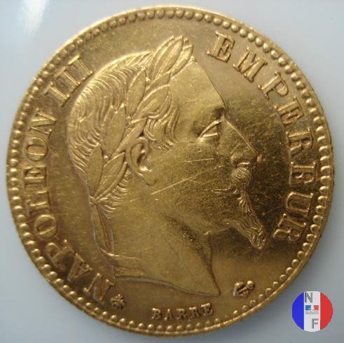 10 franchi - testa laureata 1863 (Parigi)