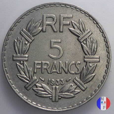 5 franchi Lavrillier - nickel 1933 (Parigi)