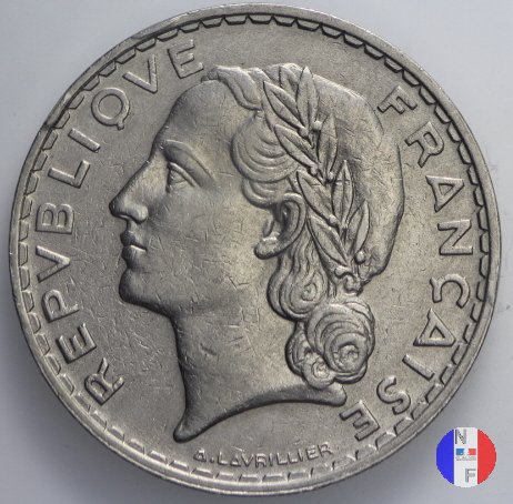 5 franchi Lavrillier - nickel 1933 (Parigi)