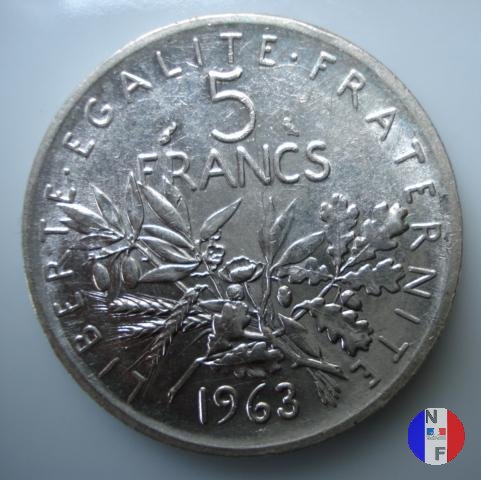 5 franchi seminatrice - argento 1963 (Parigi)