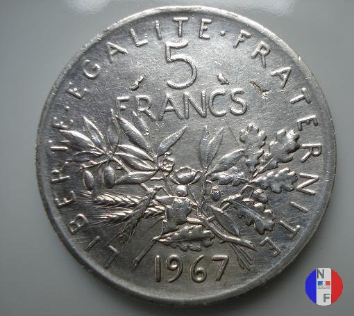 5 franchi seminatrice - argento 1967 (Parigi)