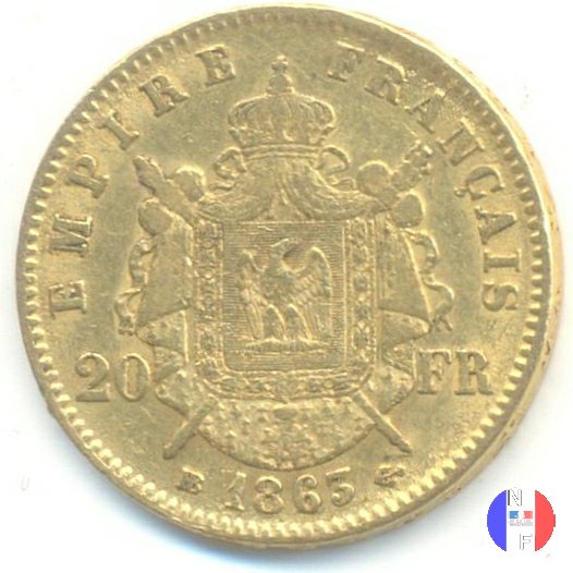 20 franchi - testa laureata 1863 (Strasburgo)