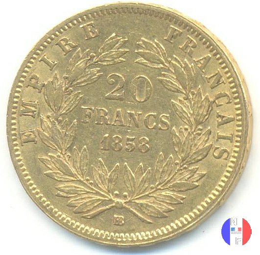 20 franchi - testa nuda 1858 (Strasburgo)