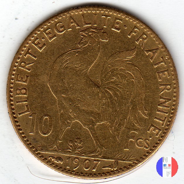 10 franchi gallo 1907 (Parigi)