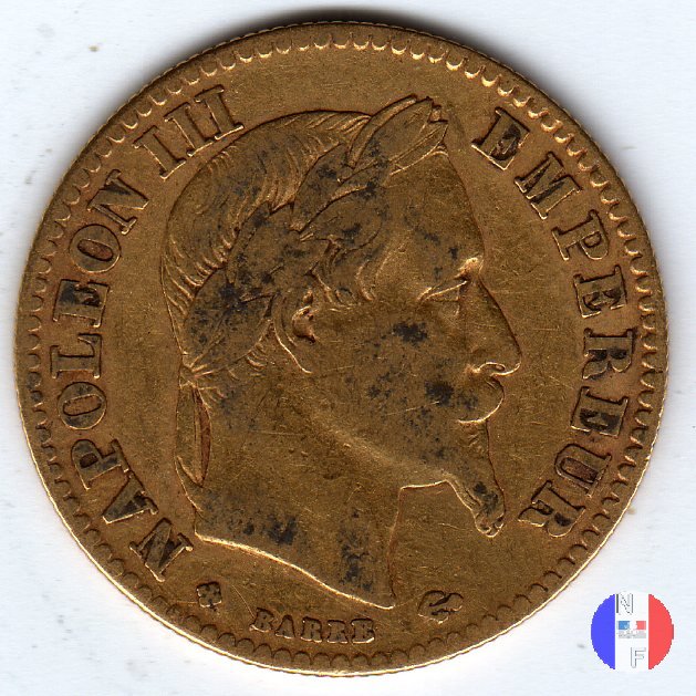 10 franchi - testa laureata 1863 (Strasburgo)