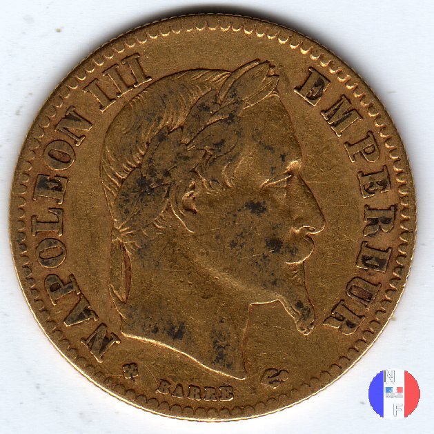 10 franchi - testa laureata 1863 (Strasburgo)