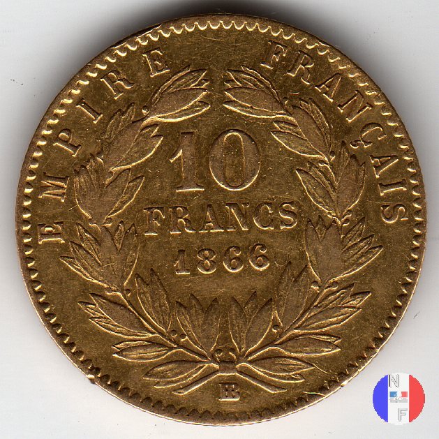 10 franchi - testa laureata 1866 (Strasburgo)