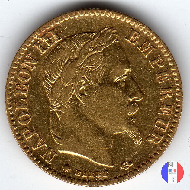 10 franchi - testa laureata 1867 (Parigi)