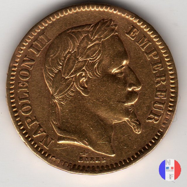 20 franchi - testa laureata 1864 (Parigi)