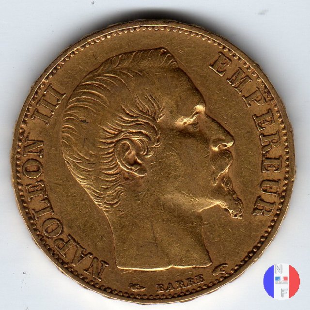 20 franchi - testa nuda 1854 (Parigi)