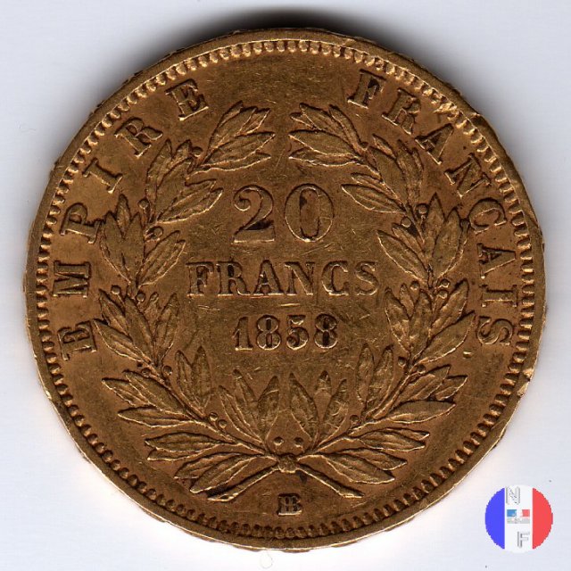 20 franchi - testa nuda 1858 (Strasburgo)