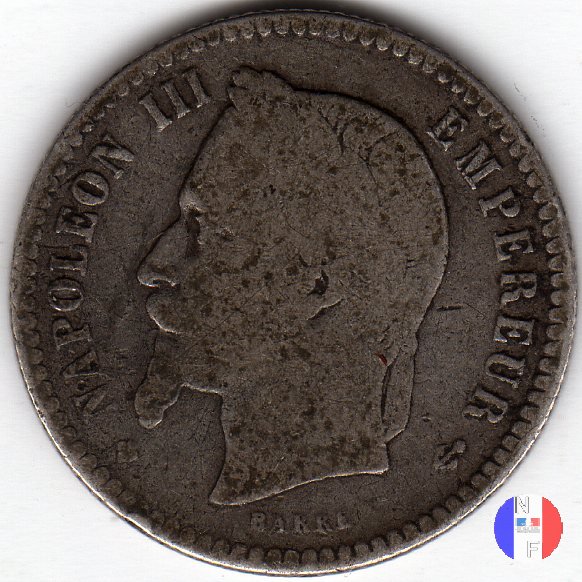 50 centesimi - testa laureata 1864 (Strasburgo)