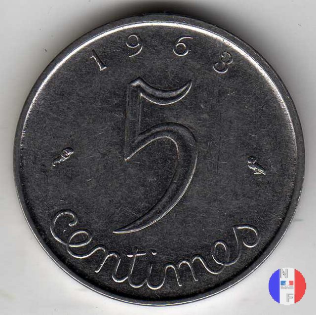 5 centesimi spiga 1963 (Parigi)