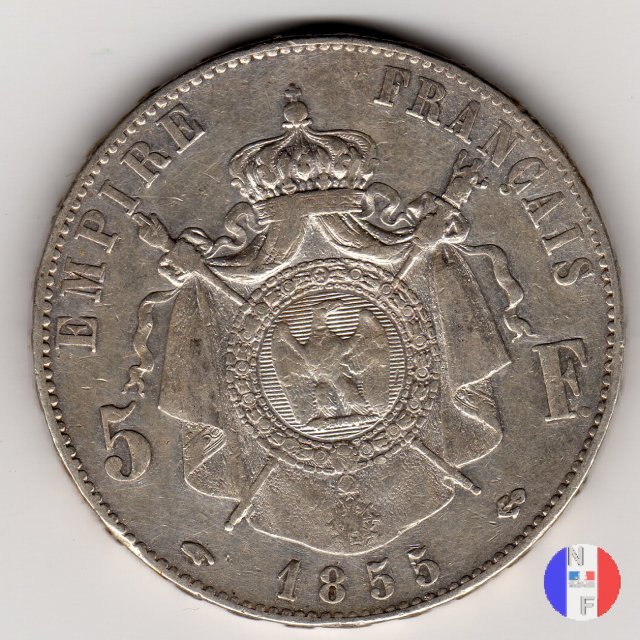 5 franchi - testa nuda 1855 (Parigi)