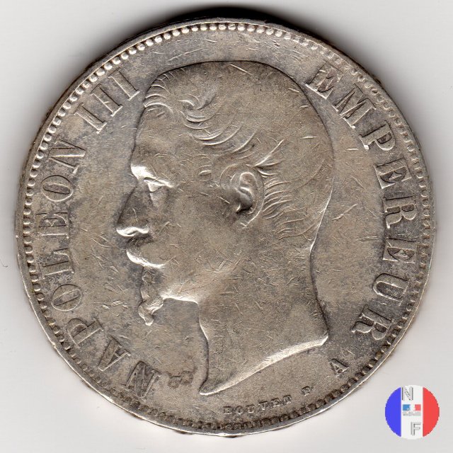 5 franchi - testa nuda 1855 (Parigi)