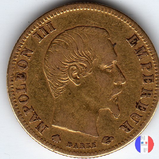 5 franchi oro - testa nuda, grande modulo 1859 (Strasburgo)