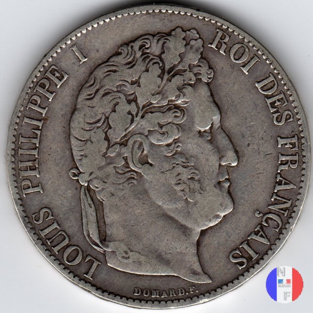 5 franchi - testa coronata 1847 (Parigi)