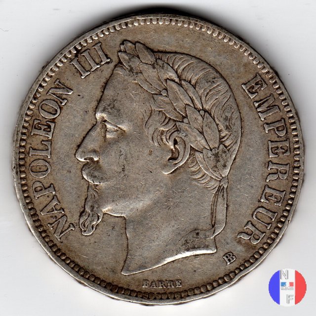 5 franchi - testa laureata 1870 (Strasburgo)