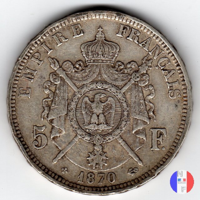 5 franchi - testa laureata 1870 (Strasburgo)