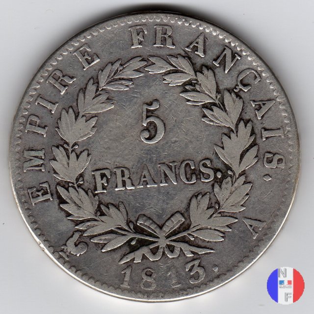 5 franchi - testa laureata, tipo Empire 1813 (Parigi)