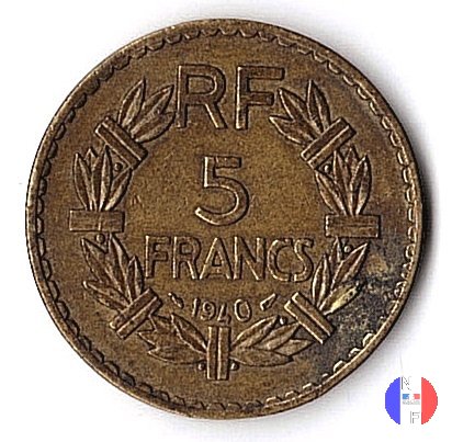 5 franchi Lavrillier - bronzo-alluminio 1940 (Parigi)