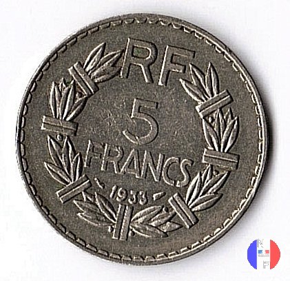 5 franchi Lavrillier - nickel 1933 (Parigi)