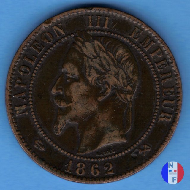 10 centesimi - testa laureata 1862 (Bordeaux)