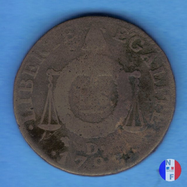 1 sol - tipo françoise 1793 (Lione)