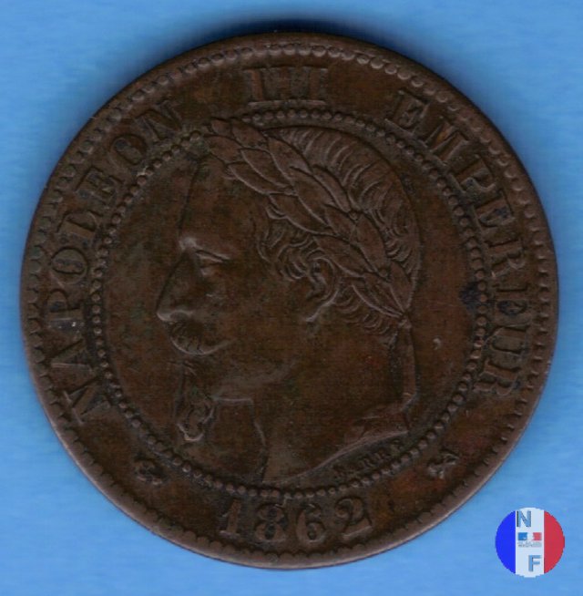 2 centesimi - testa laureata 1862 (Bordeaux)