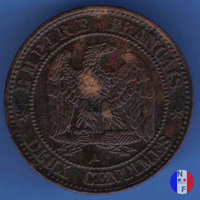 2 centesimi - testa nuda 1854 (Parigi)