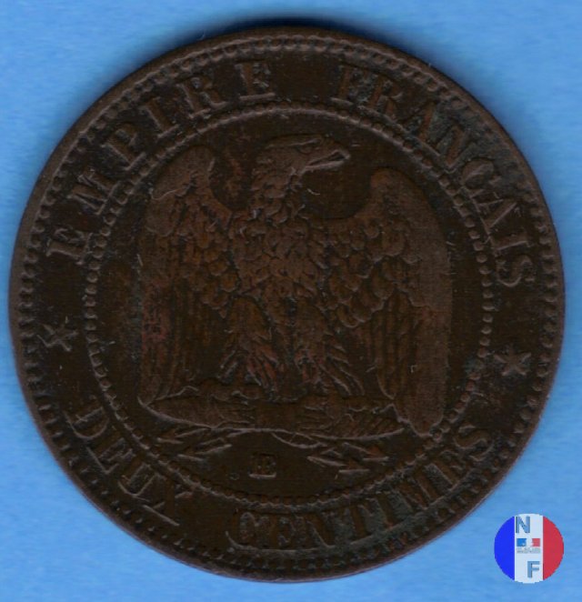 2 centesimi - testa nuda 1854 (Strasburgo)