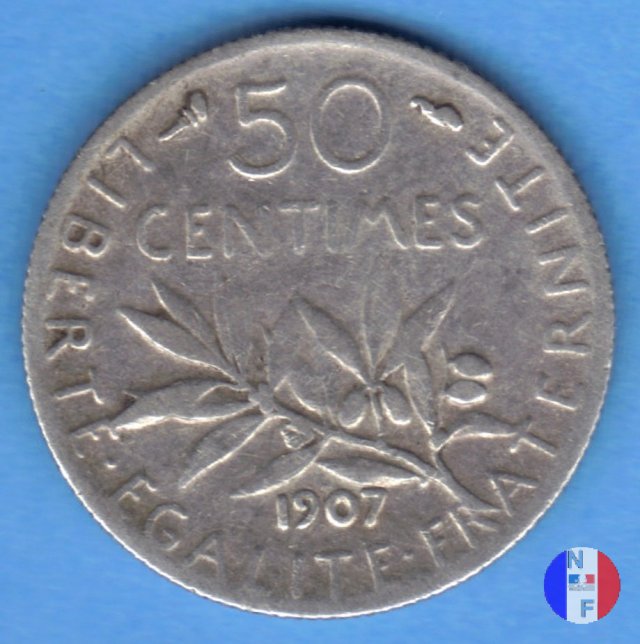 50 centesimi seminatrice 1907 (Parigi)