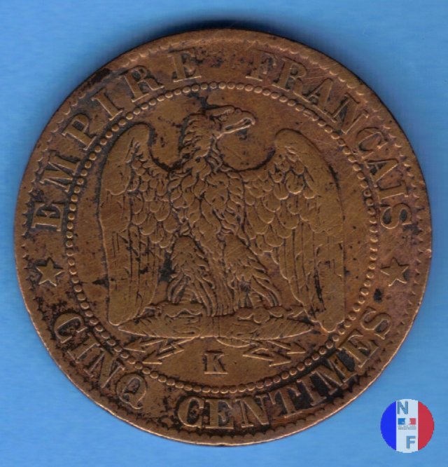 5 centesimi - testa laureata 1864 (Bordeaux)