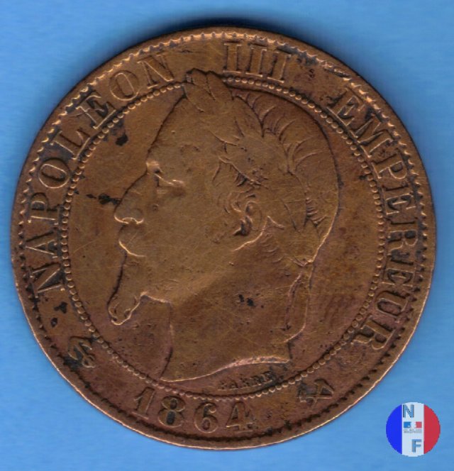 5 centesimi - testa laureata 1864 (Bordeaux)