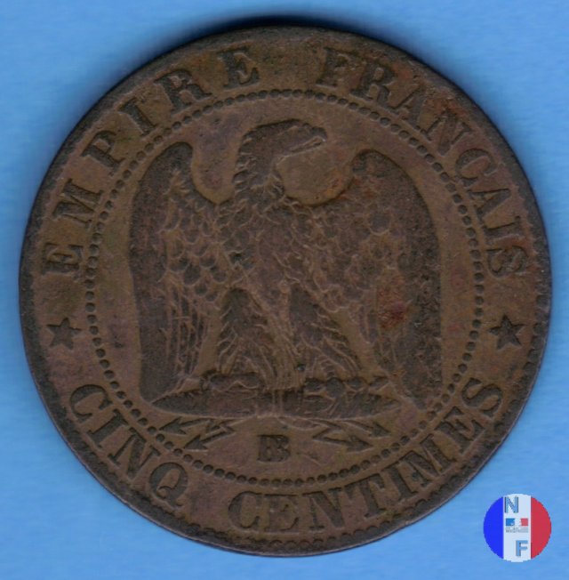 5 centesimi - testa nuda 1855 (Strasburgo)