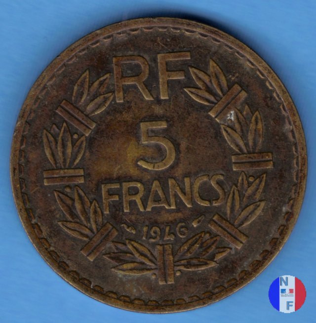 5 franchi - bronzo-alluminio 1946 (Parigi)