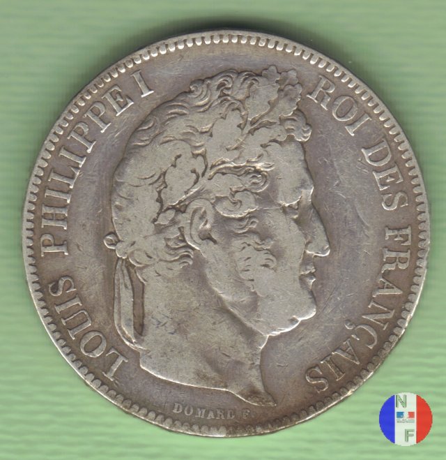 5 franchi - testa coronata 1842 (Parigi)