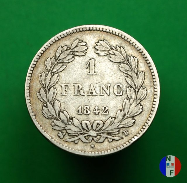 1 franco - testa coronata 1842 (Rouen)