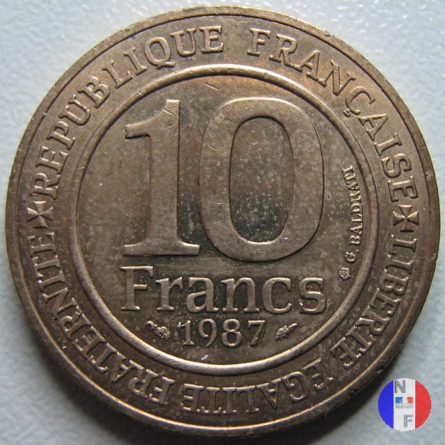 10 franchi 1987 - millenario capetingio 1987 (Pessac)