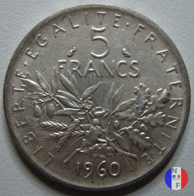 5 franchi seminatrice - argento 1960 (Parigi)