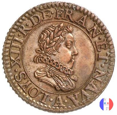 Doppio tornese - busto infantile, con gorgiera 1618 (Parigi)