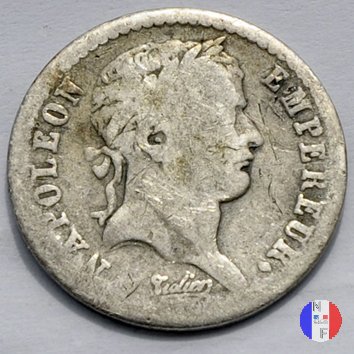 1/2 franco - testa laureata, tipo Republique 1808 (Rouen)