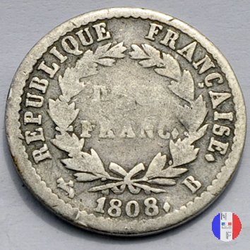 1/2 franco - testa laureata, tipo Republique 1808 (Rouen)