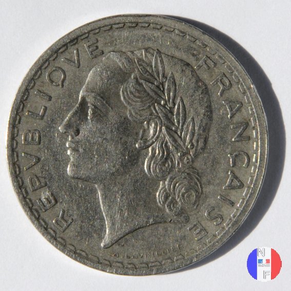 5 franchi Lavrillier - nickel 1937 (Parigi)